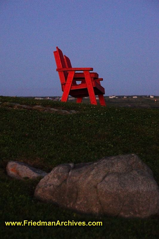 chair,red,blue,sky,dusk,